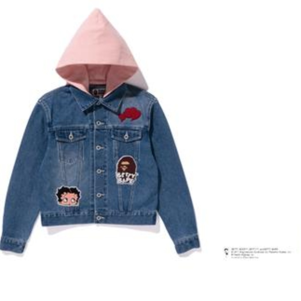 A Bathing Ape Denim Jacket "Betty Bape" Pink